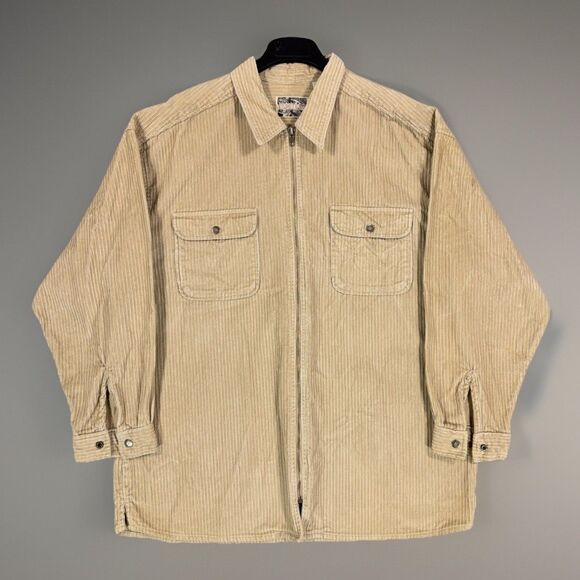 Property Other - Property Mens Corduroy Zip Up Shirt Jacket Tan Beige Workwear XL Tall XLT Cotton